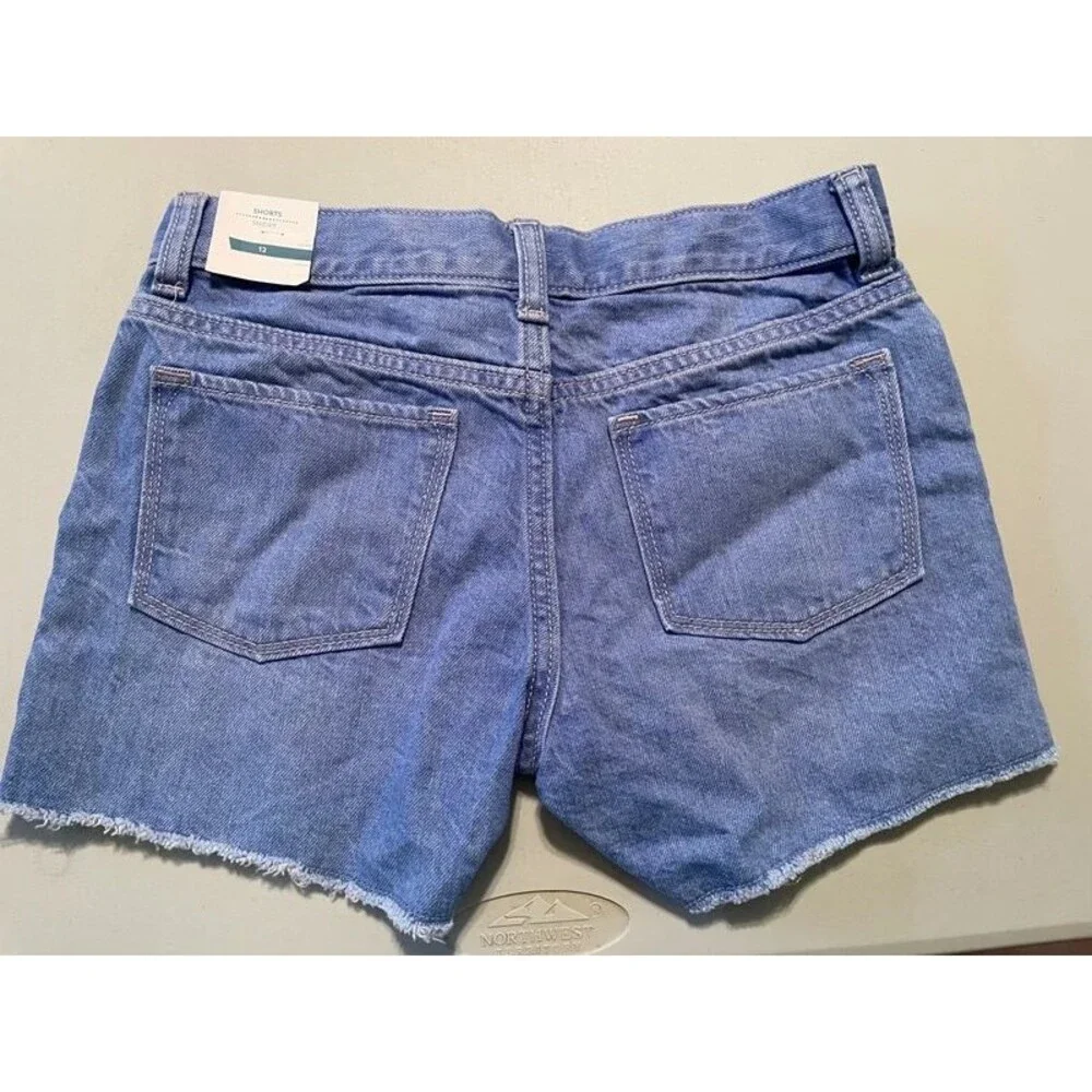 Old Navy Girls sz 12 Denim Mini Shorts white Embroidered